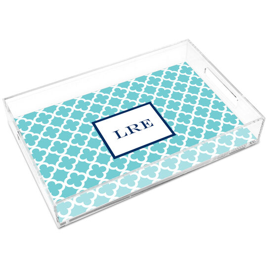 Blue Teal Bristol Tile Lucite Trays